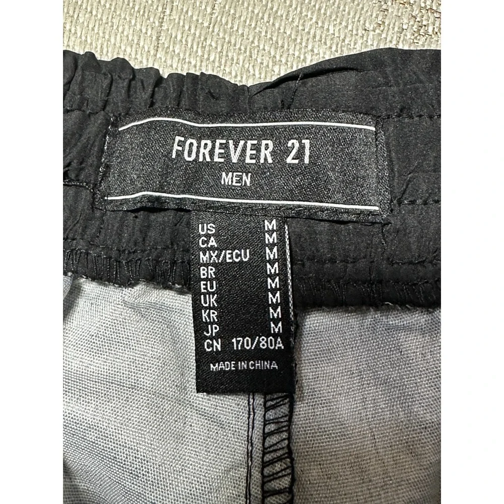 Forever‎ 21 Mens Slim Fit Textured Jogger Pants Medium Black Drawstring NEW